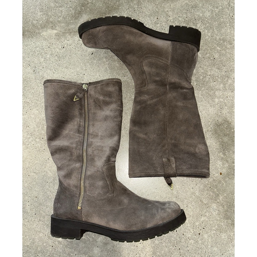 Vionic Women's Mica Grey Water Resistant Suede Mid Calf Zip Boots Sz 7